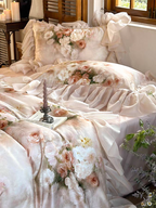 Garden Oil Painting Duvet Cover - Pink