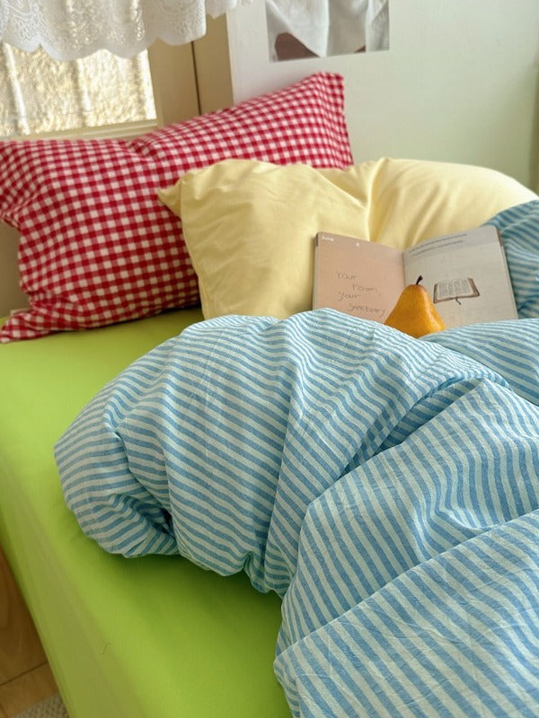 Gelato Stripe Washed Cotton Duvet Cover original reference image 2