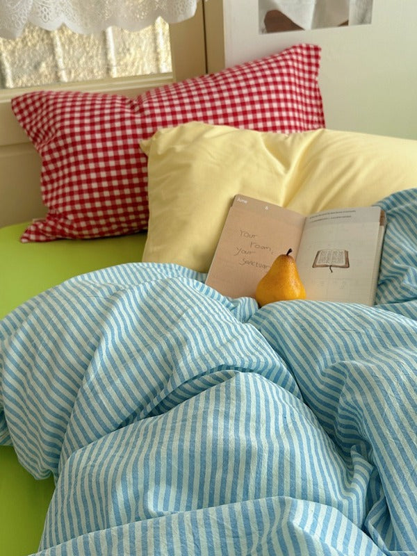 Gelato Stripe Washed Cotton Duvet Cover original reference image 3