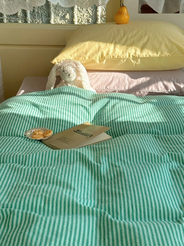 Gelato Stripe Washed Cotton Duvet Cover original reference image 9