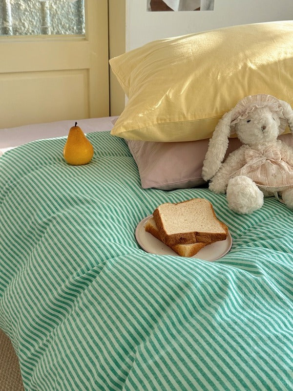 Gelato Stripe Washed Cotton Duvet Cover original reference image 11
