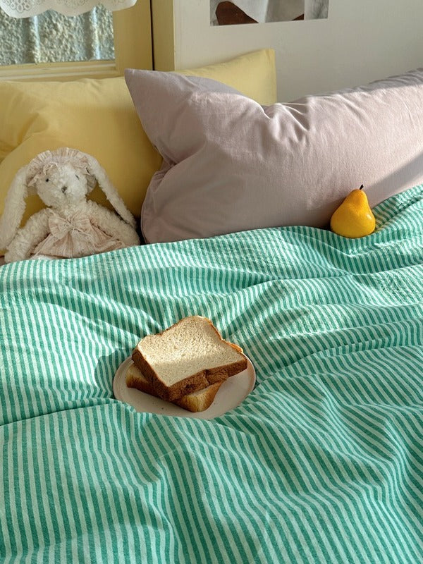 Gelato Stripe Washed Cotton Duvet Cover original reference image 14