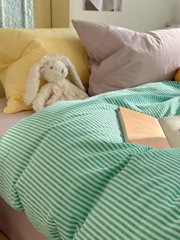 Gelato Stripe Washed Cotton Duvet Cover original reference image 15