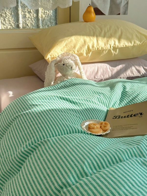 Gelato Stripe Washed Cotton Duvet Cover original reference image 16