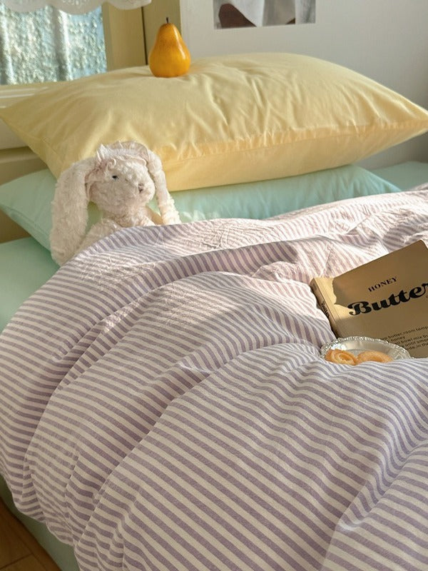Gelato Stripe Washed Cotton Duvet Cover original reference image 18
