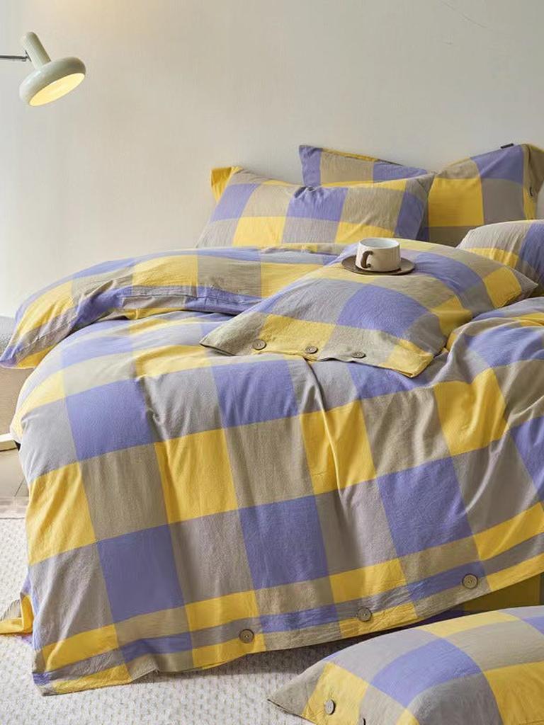 Gingham Bedding Set - Grey