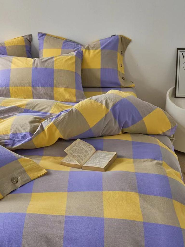 Gingham Bedding Set - Grey