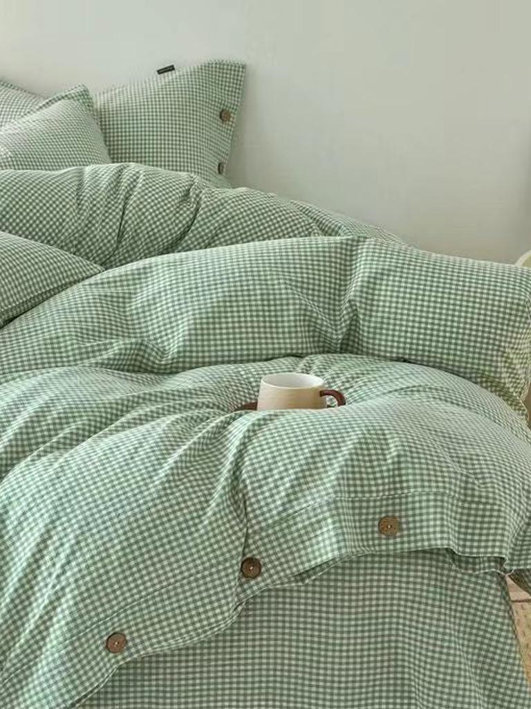 Gingham Bedding Set - Grey