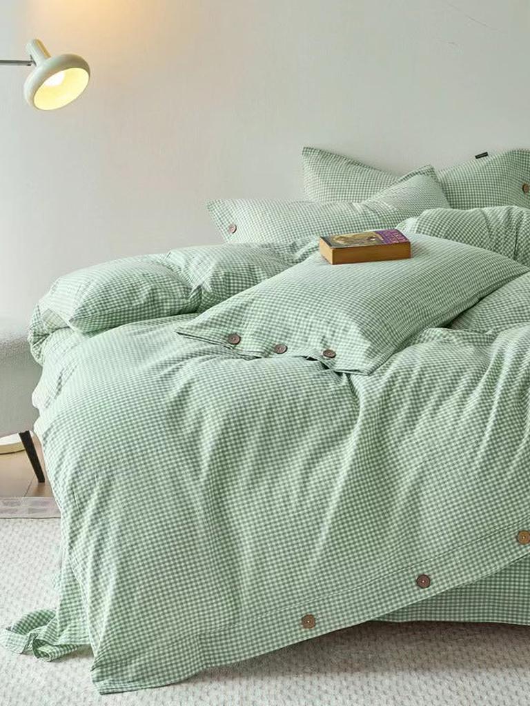 Gingham Bedding Set - Grey