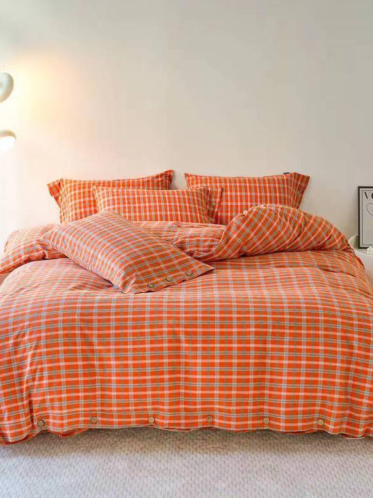 Gingham Bedding Set - Grey