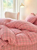 Gingham Bedding Set - Grey