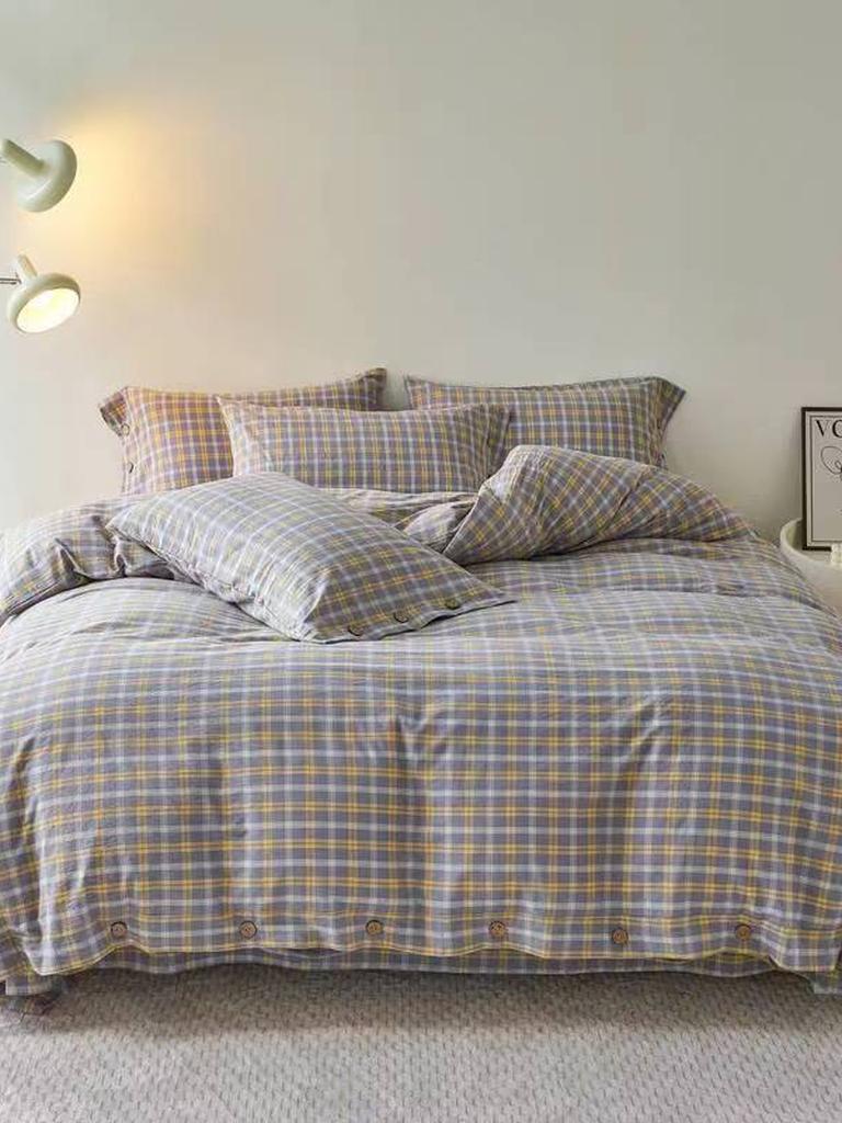Gingham Bedding Set - Orange