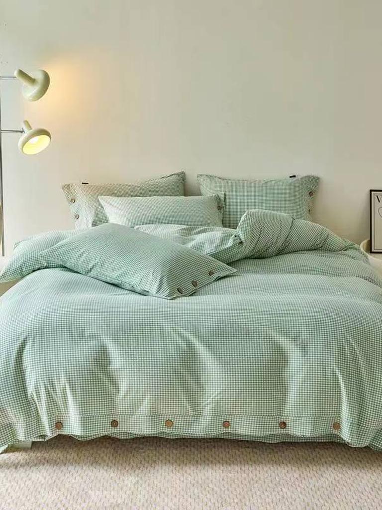 Gingham Bedding Set - Purple