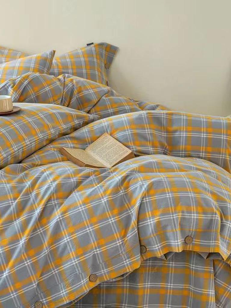 Gingham Bedding Set - Purple