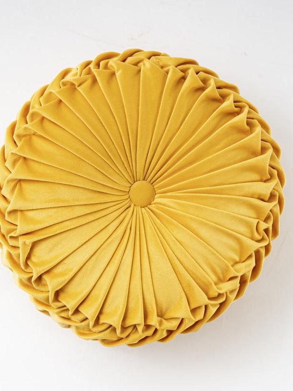 Colorful Round Pleated Velvet Cushion