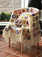 Granny Square Crochet Blanket With Tassels