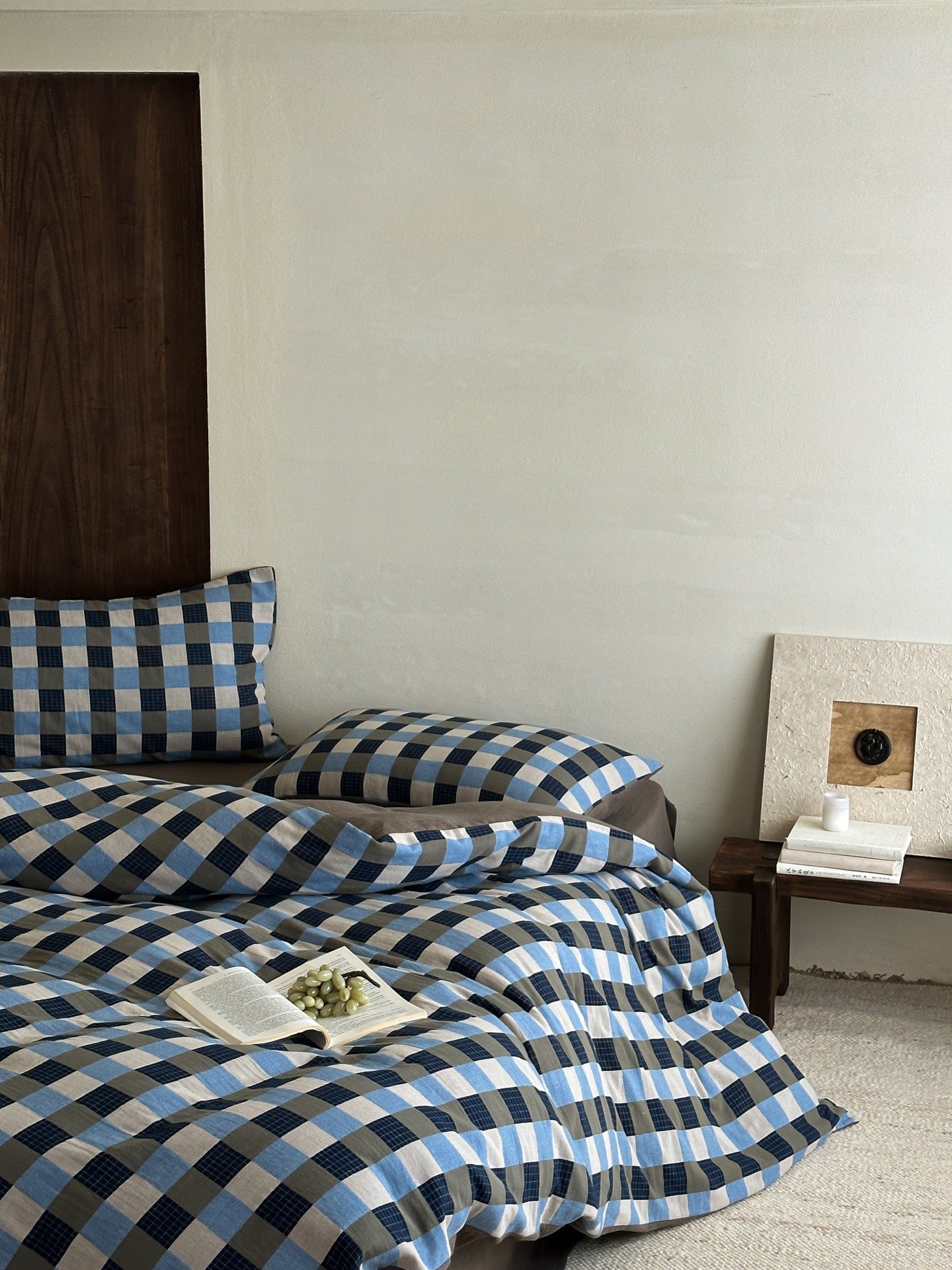 Harbor Gingham Cotton Muslin Duvet Cover original reference image 3