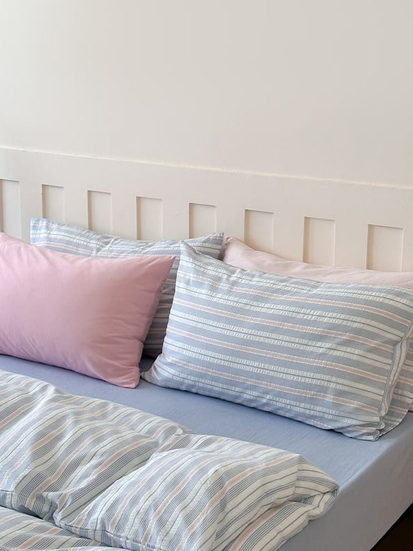 Harbor Stripe Cotton Seersucker Duvet Cover Set original reference image 1