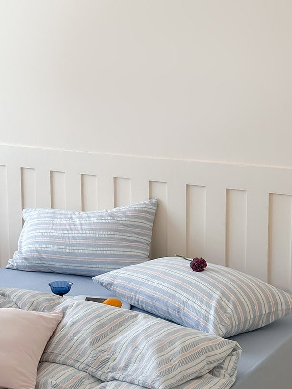Harbor Stripe Cotton Seersucker Duvet Cover Set original reference image 6