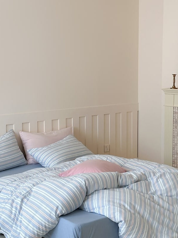 Harbor Stripe Cotton Seersucker Duvet Cover Set original reference image 8