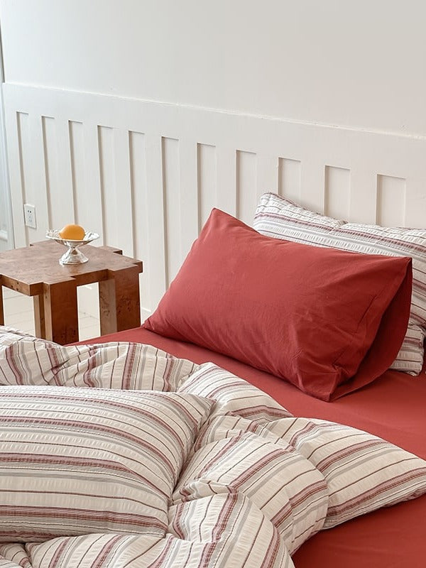 Harbor Stripe Cotton Seersucker Duvet Cover Set original reference image 10