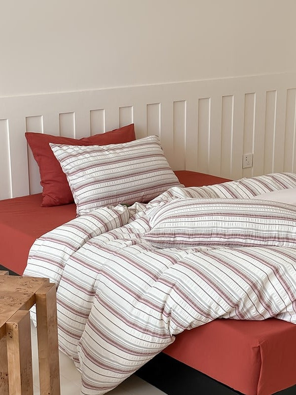 Harbor Stripe Cotton Seersucker Duvet Cover Set original reference image 15
