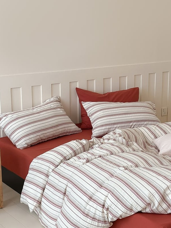 Harbor Stripe Cotton Seersucker Duvet Cover Set original reference image 16