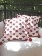 Heart Tufted Throw Pillow with Pom-pom