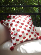 Heart Tufted Throw Pillow with Pom-pom