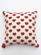 Heart Tufted Throw Pillow with Pom-pom