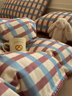 Heritage Grid Brushed Cotton Duvet Cover Set original reference image 4