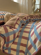 Heritage Grid Brushed Cotton Duvet Cover Set original reference image 5