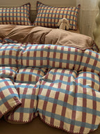 Heritage Grid Brushed Cotton Duvet Cover Set original reference image 6