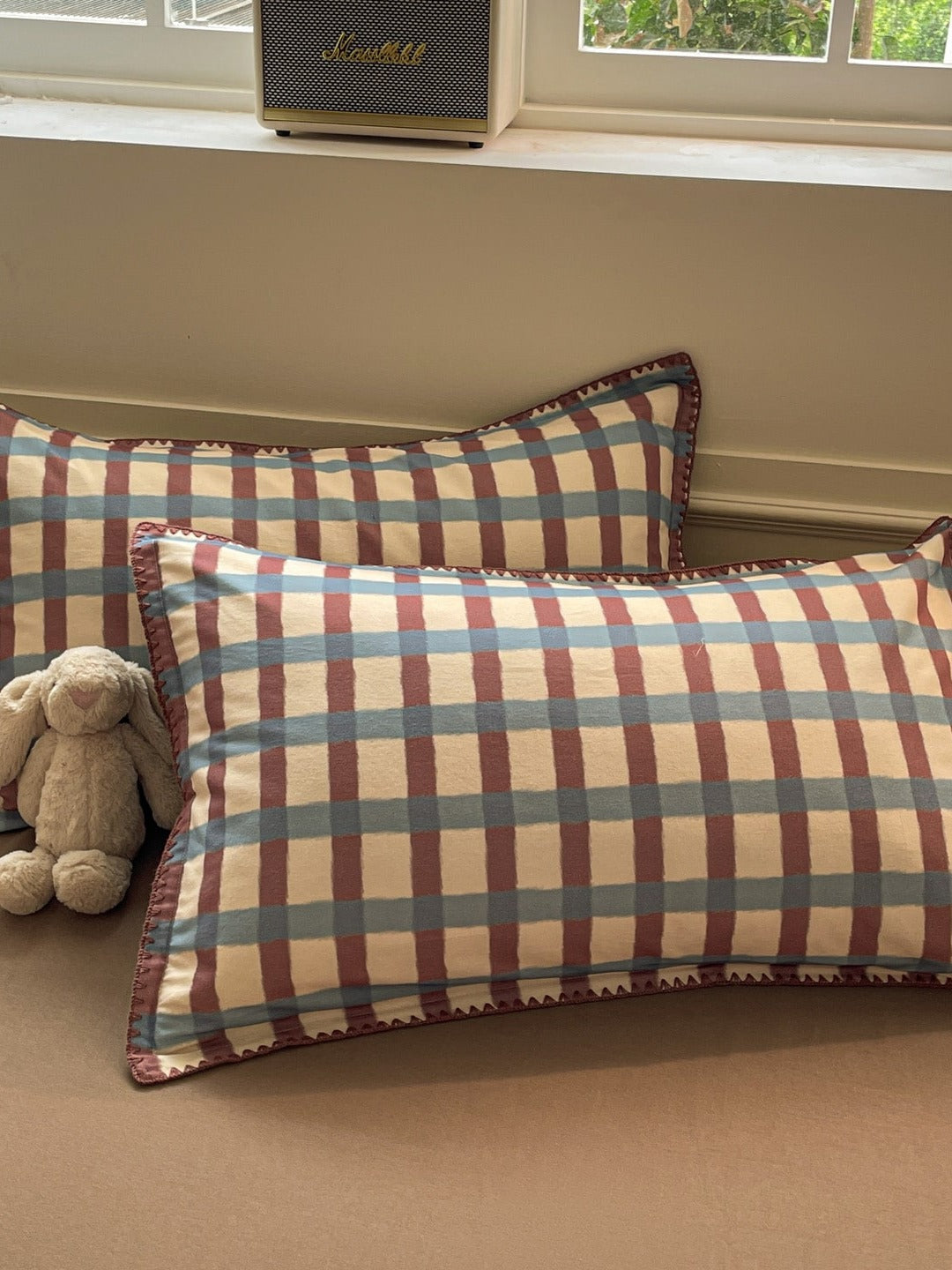 Heritage Grid Brushed Cotton Duvet Cover Set original reference image 7