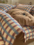 Heritage Grid Brushed Cotton Duvet Cover Set original reference image 8