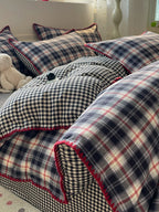 Heritage Grid Brushed Cotton Duvet Cover Set original reference image 9
