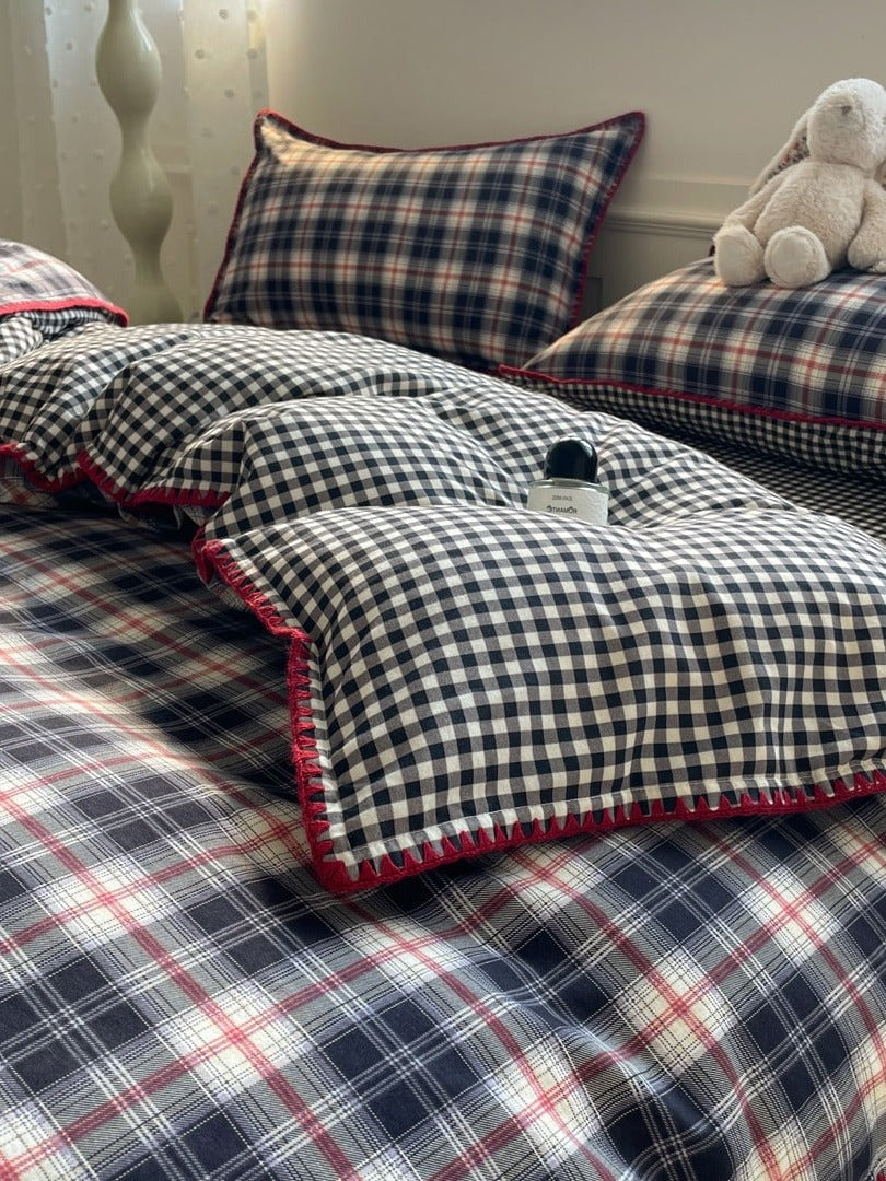 Heritage Grid Brushed Cotton Duvet Cover Set original reference image 10