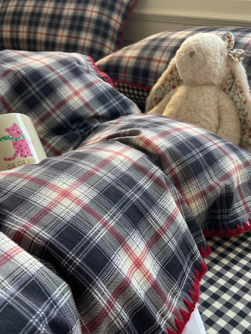 Heritage Grid Brushed Cotton Duvet Cover Set original reference image 11