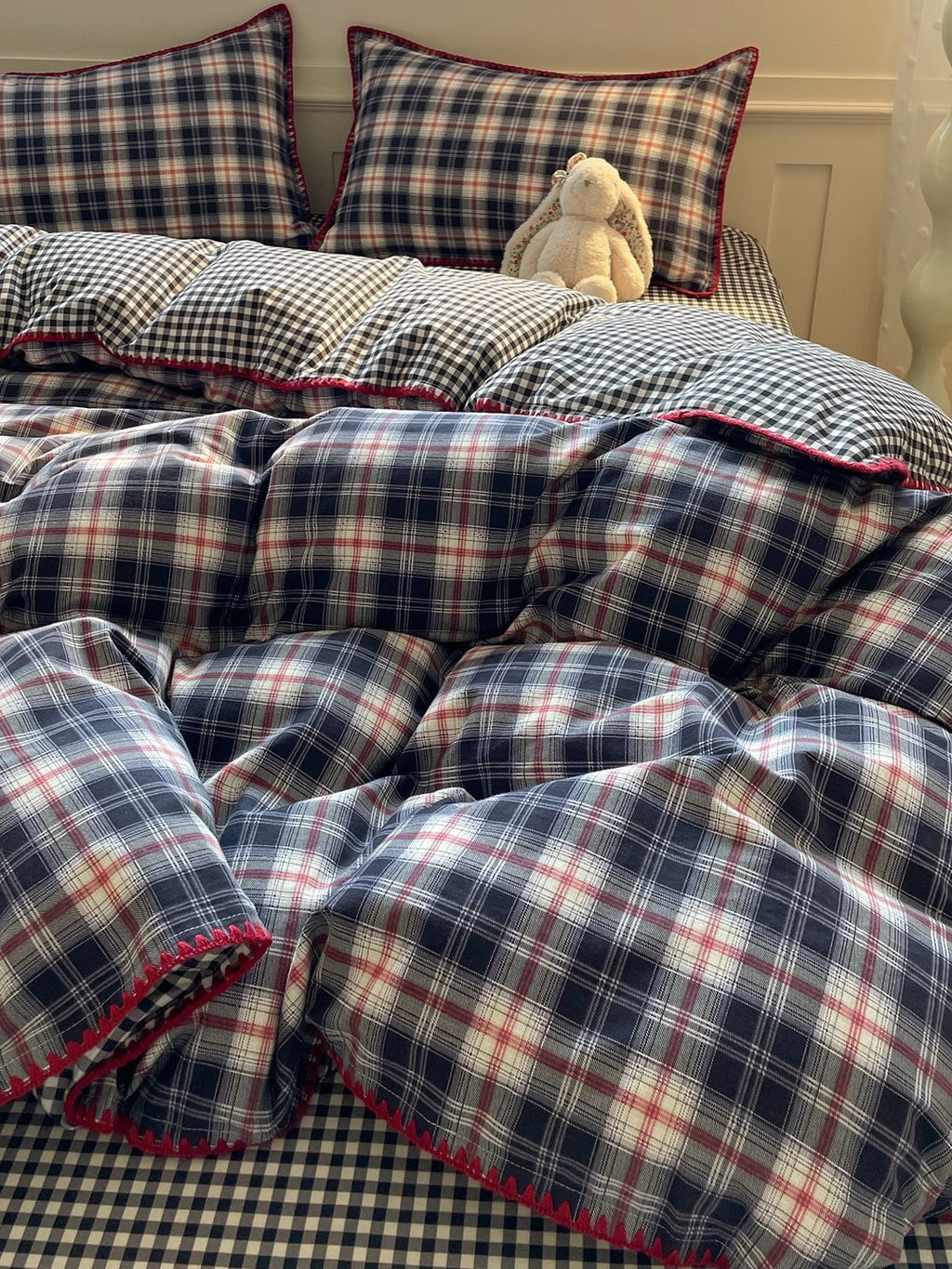 Heritage Grid Brushed Cotton Duvet Cover Set original reference image 15