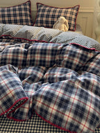 Heritage Grid Brushed Cotton Duvet Cover Set original reference image 15