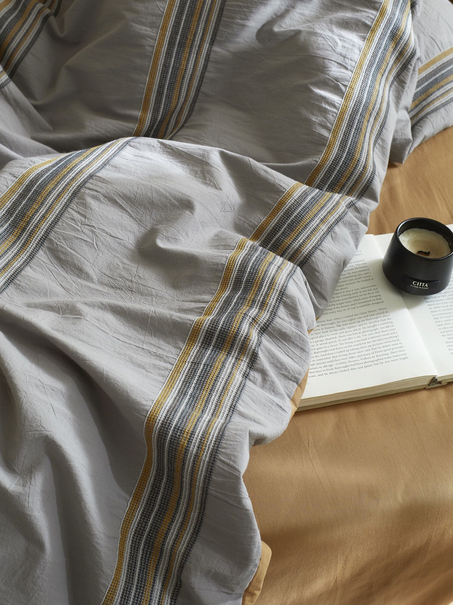 Heritage Stripe Cotton Jacquard Duvet Cover - Mist Blue original reference image 2