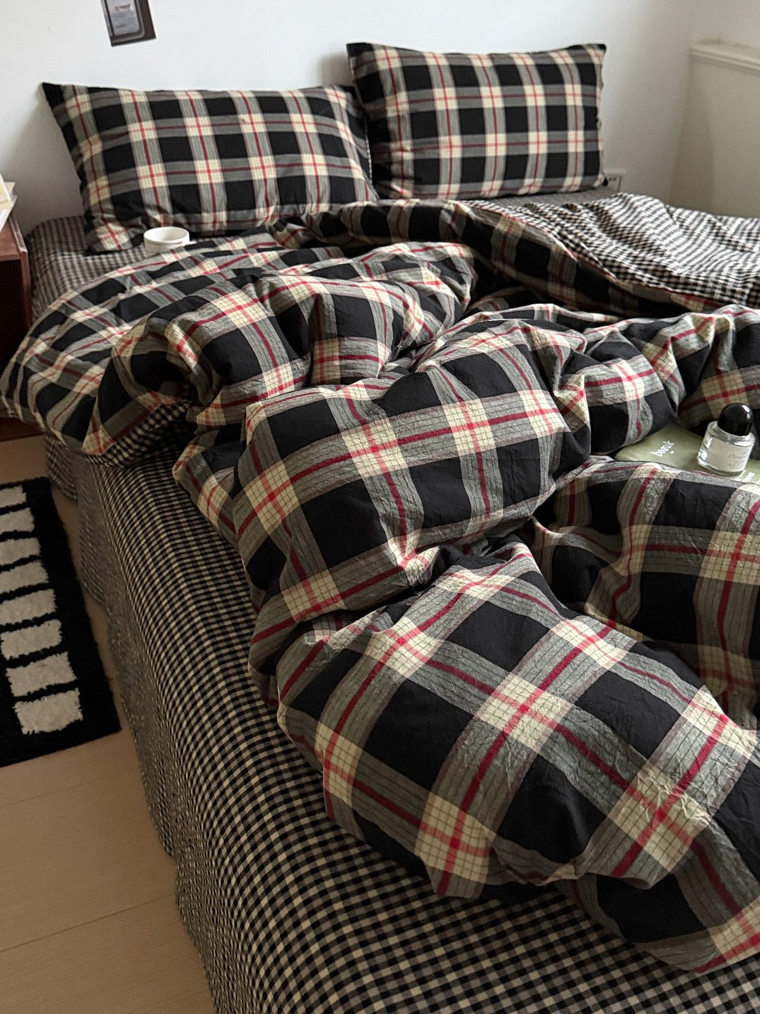 Holiday Plaid Washed Cotton Duvet Cover Set original reference image 3