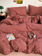 Holiday Plaid Washed Cotton Duvet Cover Set original reference image 8