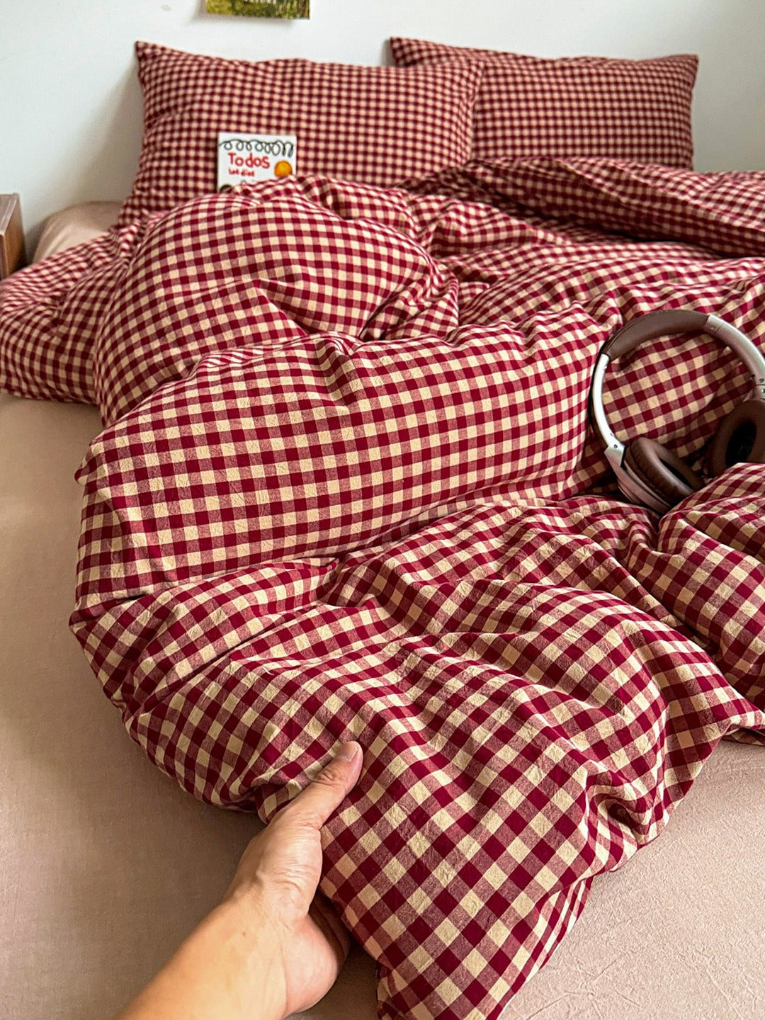 Holiday Plaid Washed Cotton Duvet Cover Set original reference image 10