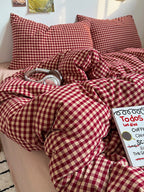 Holiday Plaid Washed Cotton Duvet Cover Set original reference image 12