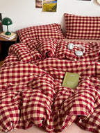 Holiday Plaid Washed Cotton Duvet Cover Set original reference image 14
