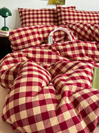 Holiday Plaid Washed Cotton Duvet Cover Set original reference image 15