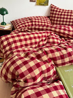 Holiday Plaid Washed Cotton Duvet Cover Set original reference image 16