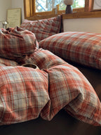 Holiday Plaid Washed Cotton Duvet Cover Set original reference image 20