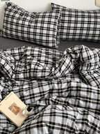 Holiday Plaid Washed Cotton Duvet Cover Set original reference image 31